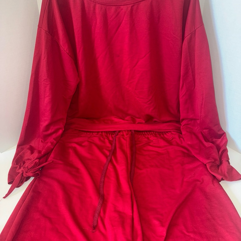Red Burgundy Long Sleeve Top and Wide Leg Pants Set Size 3XL